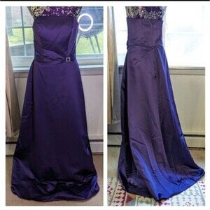Regencycore Purple Satin Strapless Formal Gown Prom Dress‎ Mori Lee Size 14